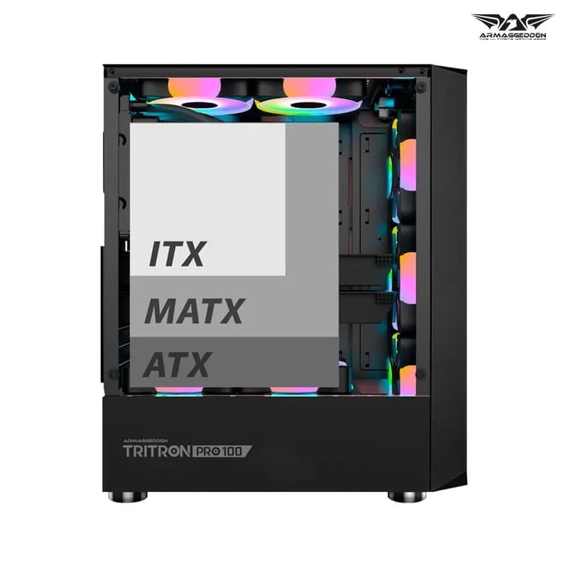 PC CHASIS Tritron Pro 100 Black Compatible ITX MATX ATX VISTA LATERAL PANORAMICA DE MALLA DIMENSION