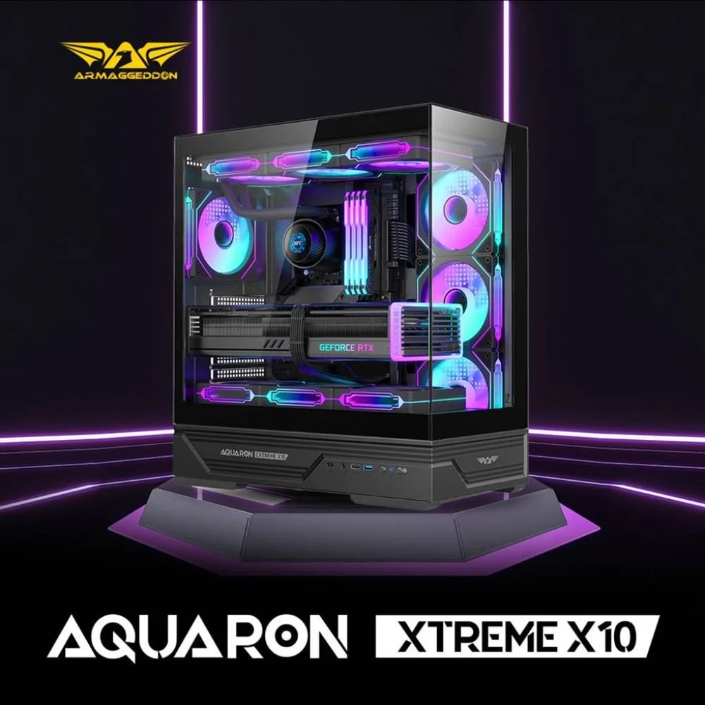 PC CHASIS AQUARON XTREME X10 incluye 10 FANS ARGB SOPORTA MB ATX