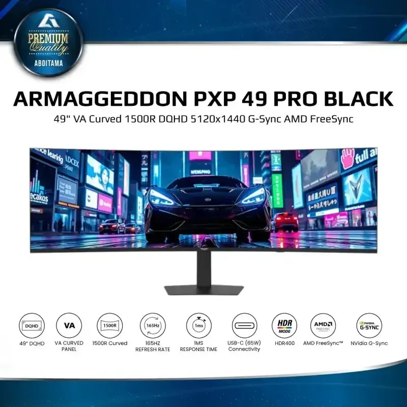 MONITOR ARMAGGEDDON PXP 49 PRO BLACK IMP --------- Monitor Curvo Ultra Panorámico de 49" | Tiempo