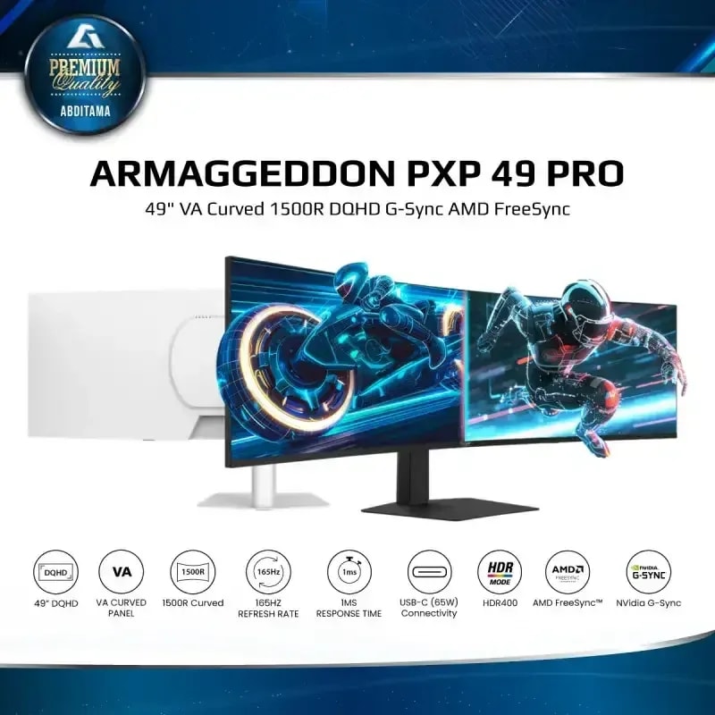 MONITOR ARMAGGEDDON PXP 49 PRO WHITE IMP --------- Monitor Curvo Ultra Panorámico de 49" | Tiempo