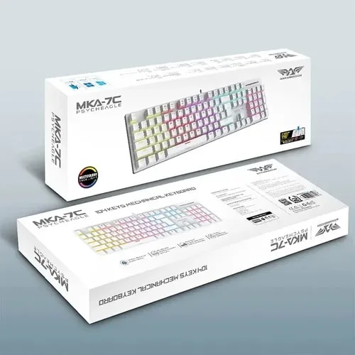 Teclado Mecanico Armaggeddon MKA-7C White Linear / 7 Modos De Iluminacion RGB / T Interruptores