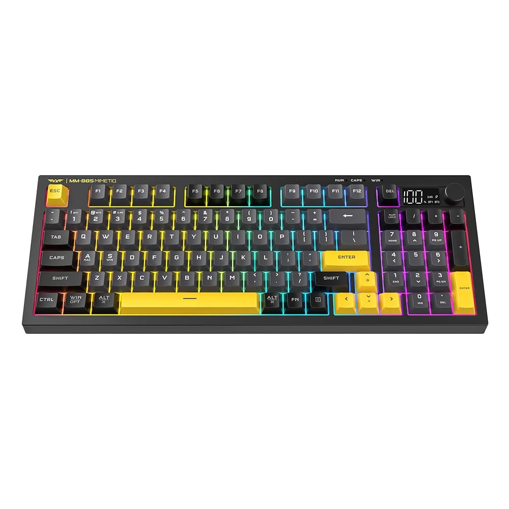 TECLADO ARMAGGEDDON MM 98S MIMETIQ YELLOW JACKET Formato Compacto 98 Teclas Conectividad Tri-Mode