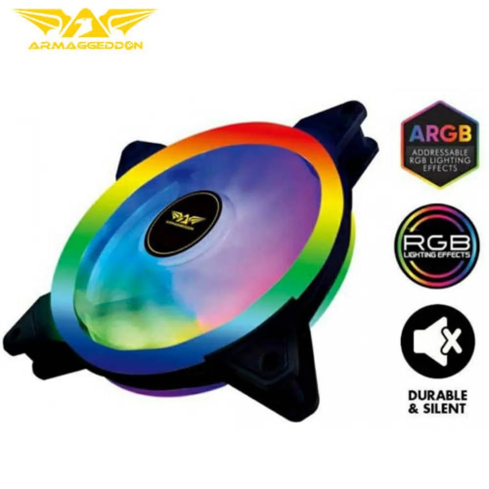 FAN ARMAGGEDDON TX DUAL LOOP-14 ARGB DE 140 MM /9 ASPAS TRANSPARENTES / CONECTOR DE 6 PINES /