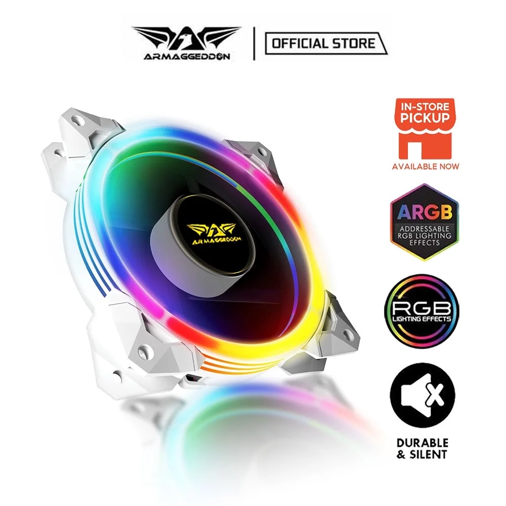 FAN ARMAGGEDDON PARA PC TX QUAD RING-12 ARGB Black CONECTOR 6 PINES / COJINETE HIDRAULICO (TABLERO