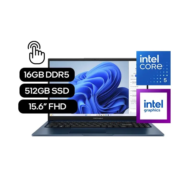 Laptop ASUS Vivobook 15 Core 5 120U 16GB DDR5 (8GB Onboard + 8GB So-dimm) 512GB SSD 15" FHD Cool