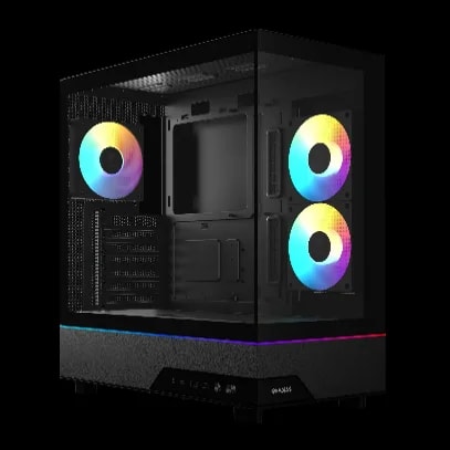CASE GAMDIAS ATLAS M5 • Pantalla de vidrio templado sin uniones • 3 ventiladores NOTUS M1 ARGB de