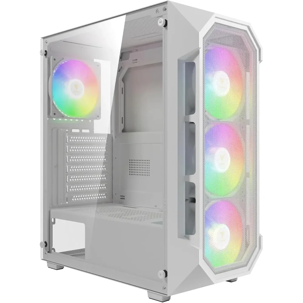 CASE GAMDIAS AURA GC1 ELITE WH ARGB WHITE • Panel frontal de malla • Filtro de polvo magnético • 4