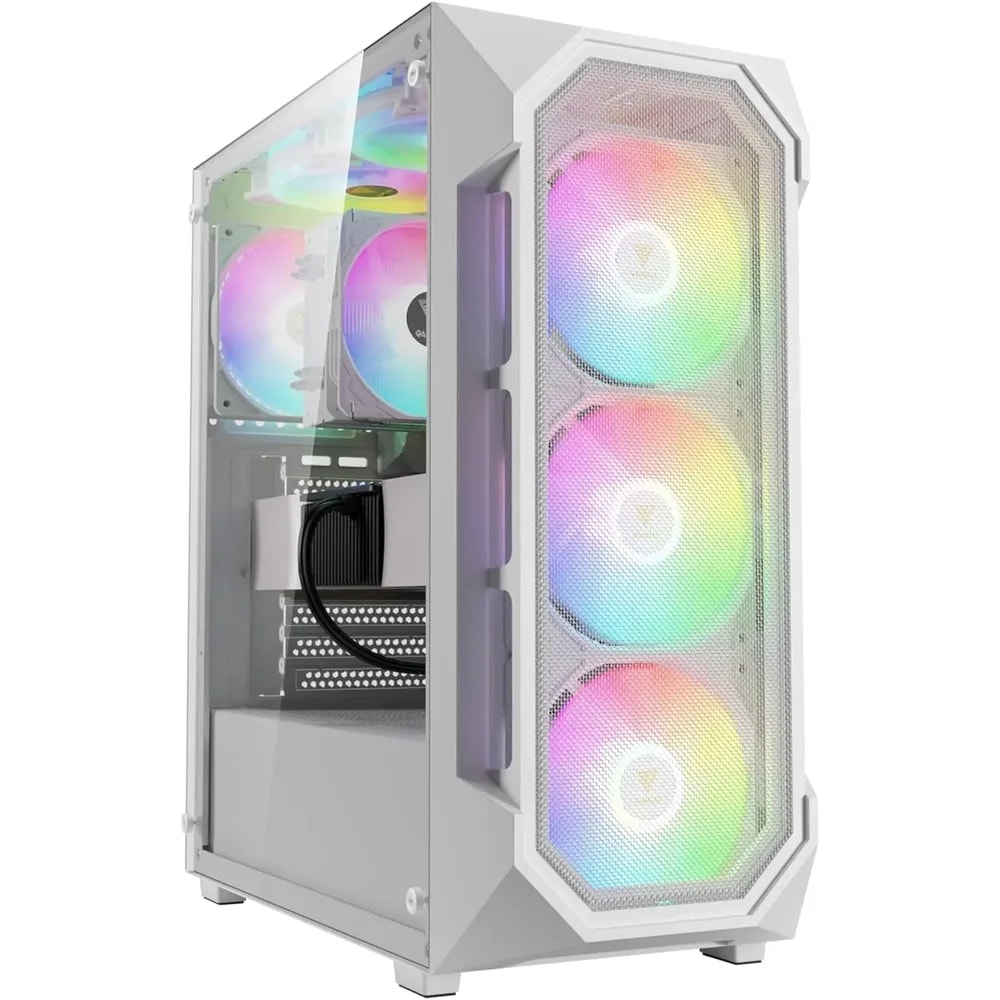 CASE GAMDIAS AURA GC1 ELITE WH ARGB WHITE PANEL FR • Panel frontal de malla • Filtro de polvo