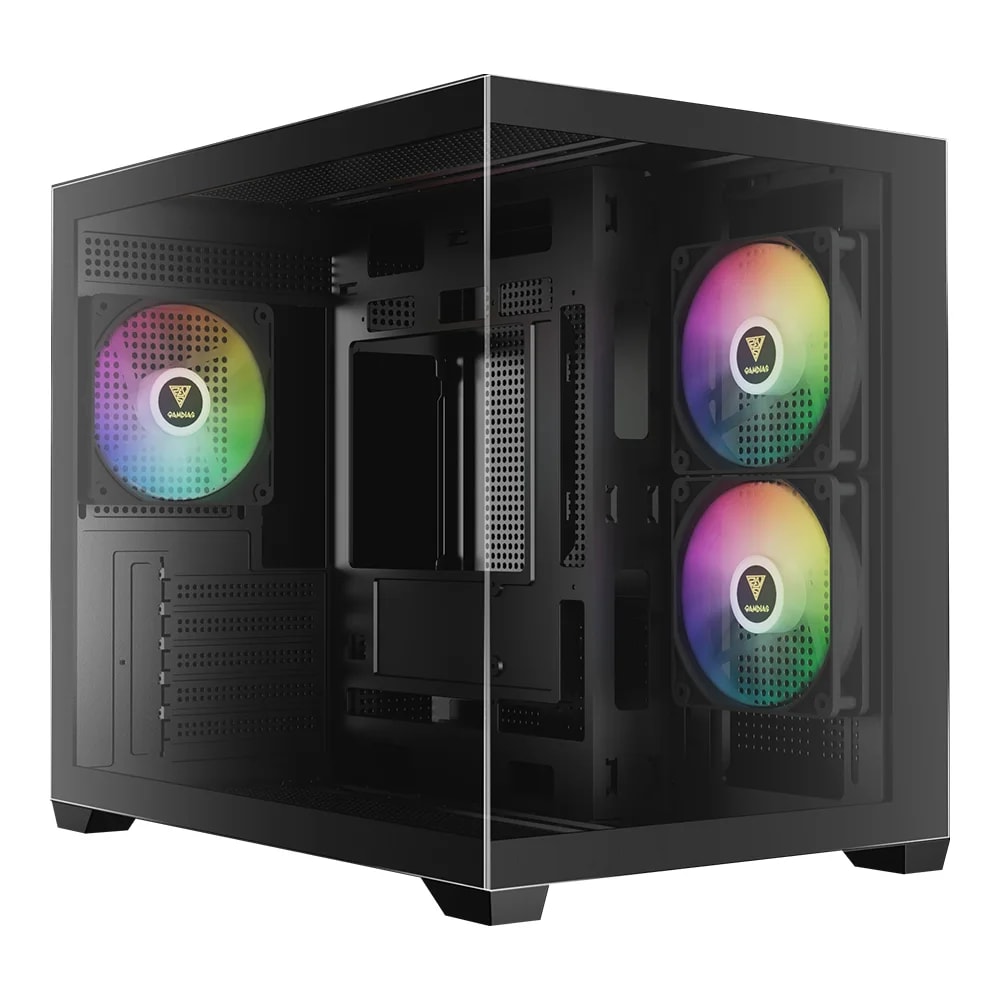 CASE GAMDIAS AURA GC10M V2 ARGB BLACK • Pantalla de cristal templado sin juntas • 3 ventiladores