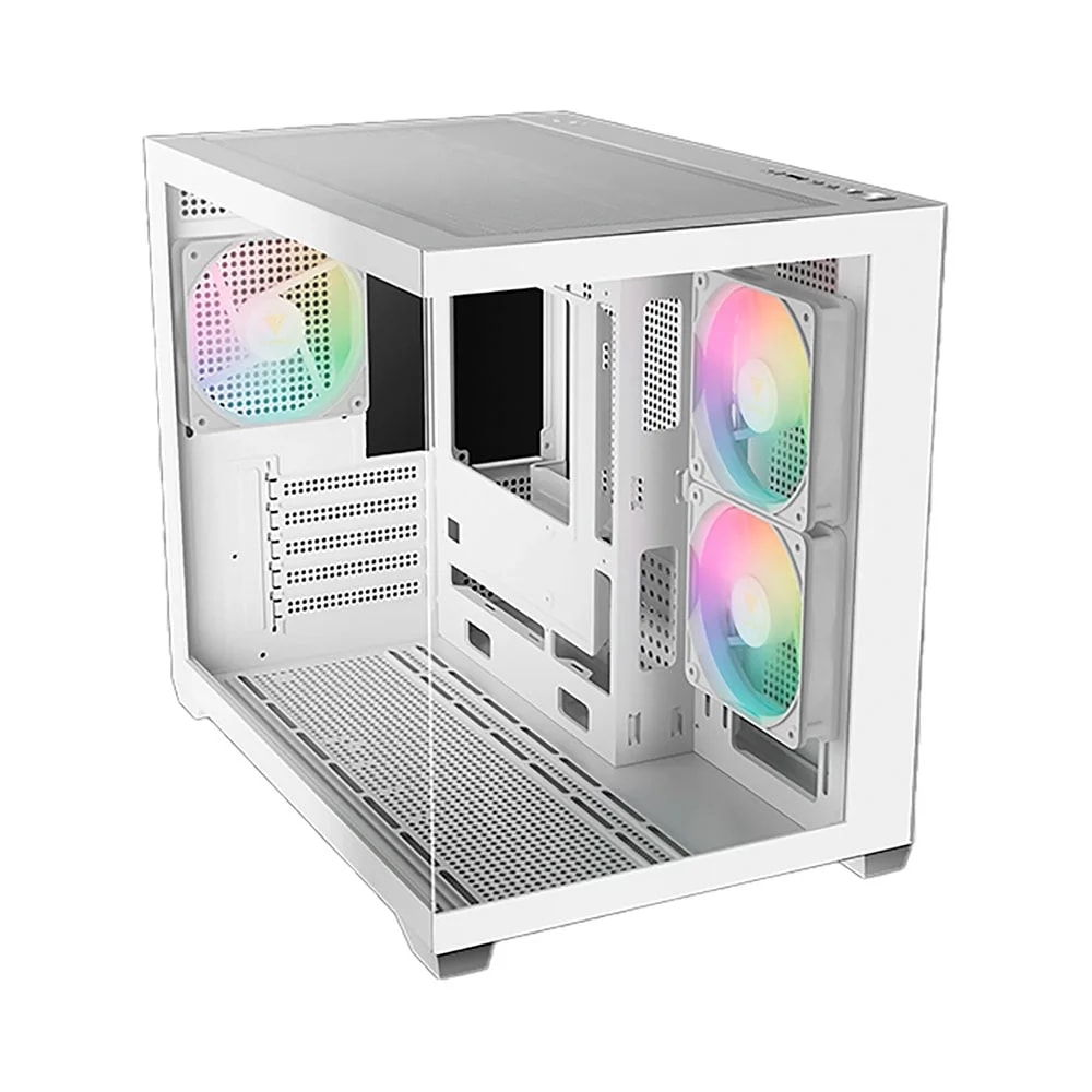 CASE GAMDIAS AURA GC10M V2 ARGB WHITE • Pantalla de cristal templado sin juntas • 3 ventiladores