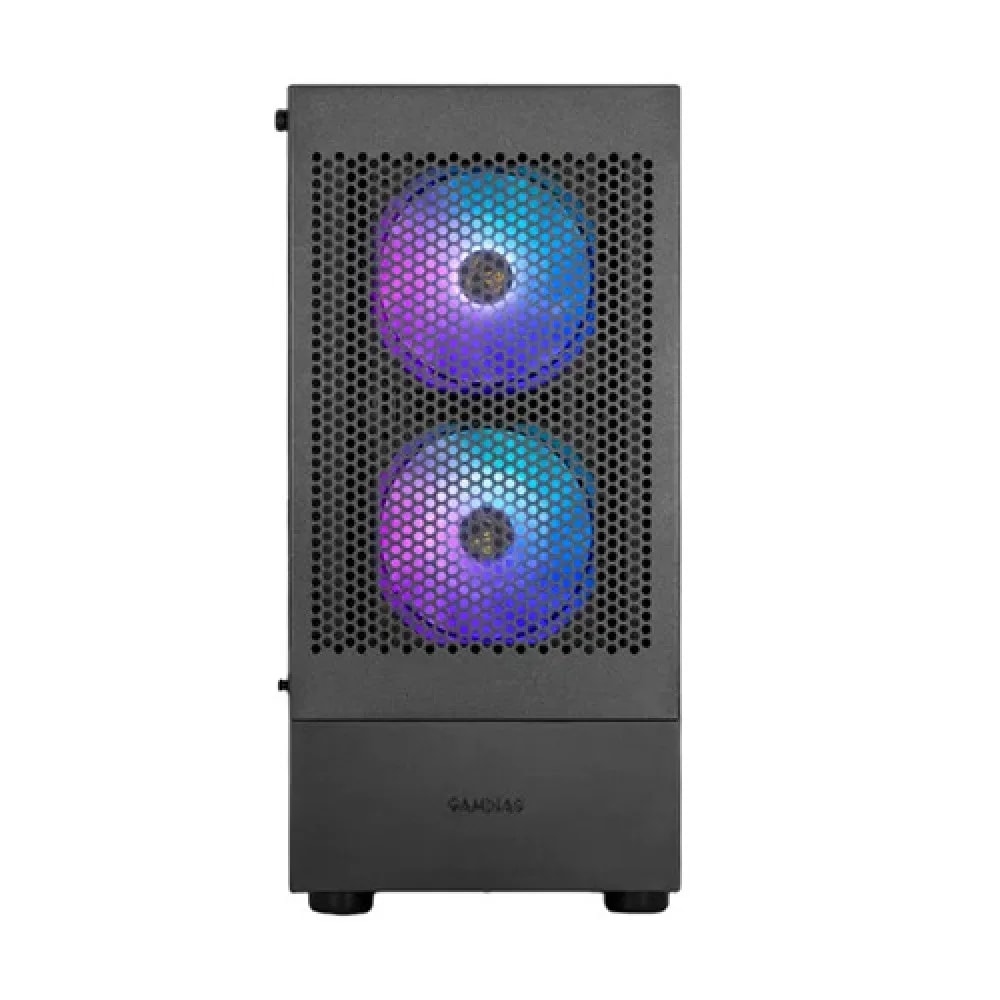 CASE GAMDIAS TALOS E3 MESH BLACK • Panel frontal perforado de 5,0 mm • Sincronización con placa