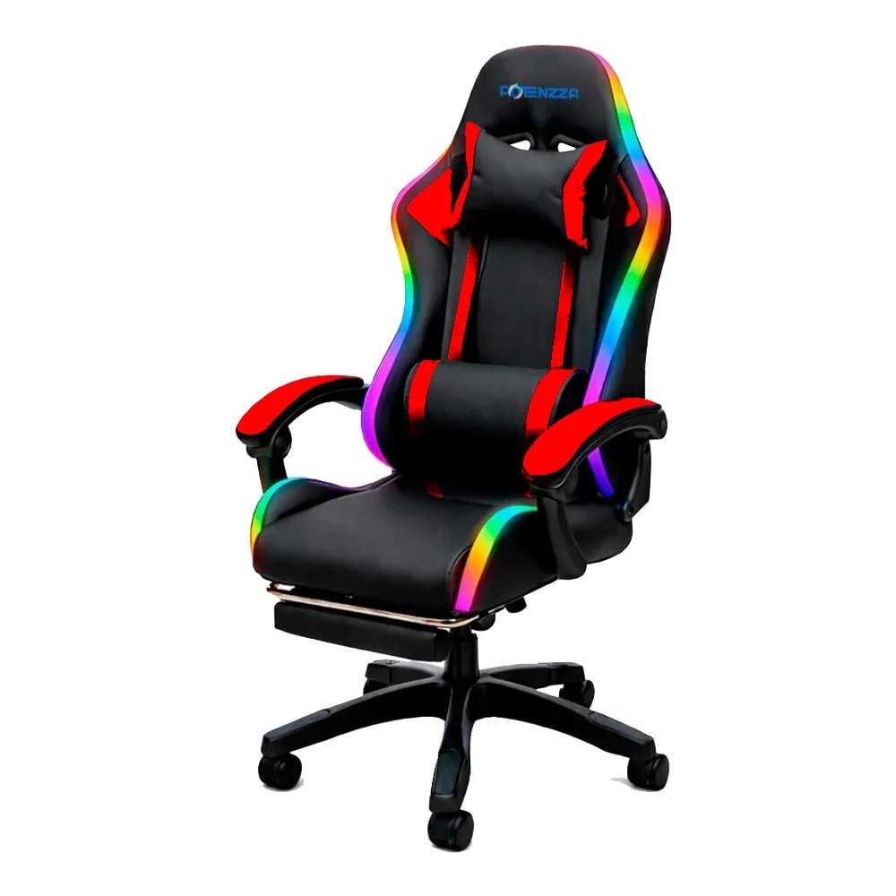 Silla Potenzza Color Negro Y Rojo RGB Con Altavoz