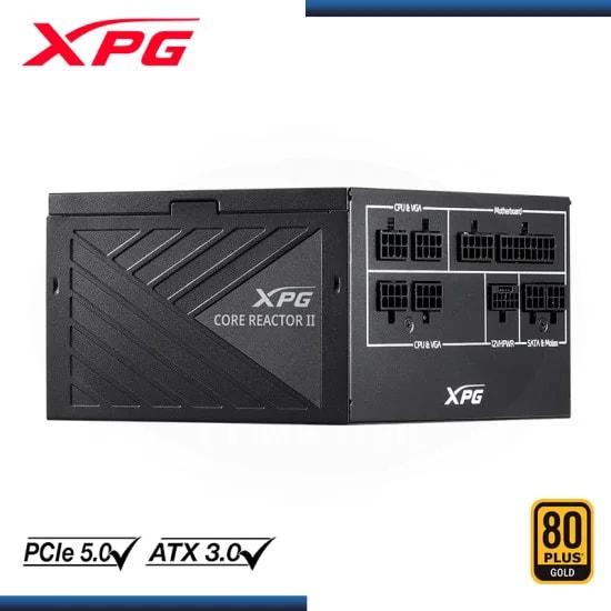 Fuente de poder gamer XPG CORE REACTOR II, Black, 80+ Gold, Full Modular, 850W, ATX 24x1, EPS 8x2,