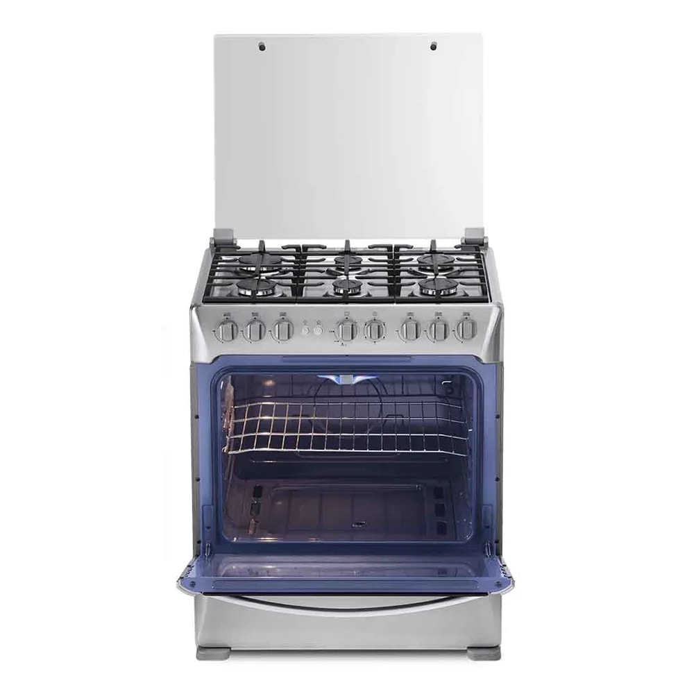 Cocina A GAS Indurama 30" Galicia 6 Hornillas Zafiro - Grill - Cromada