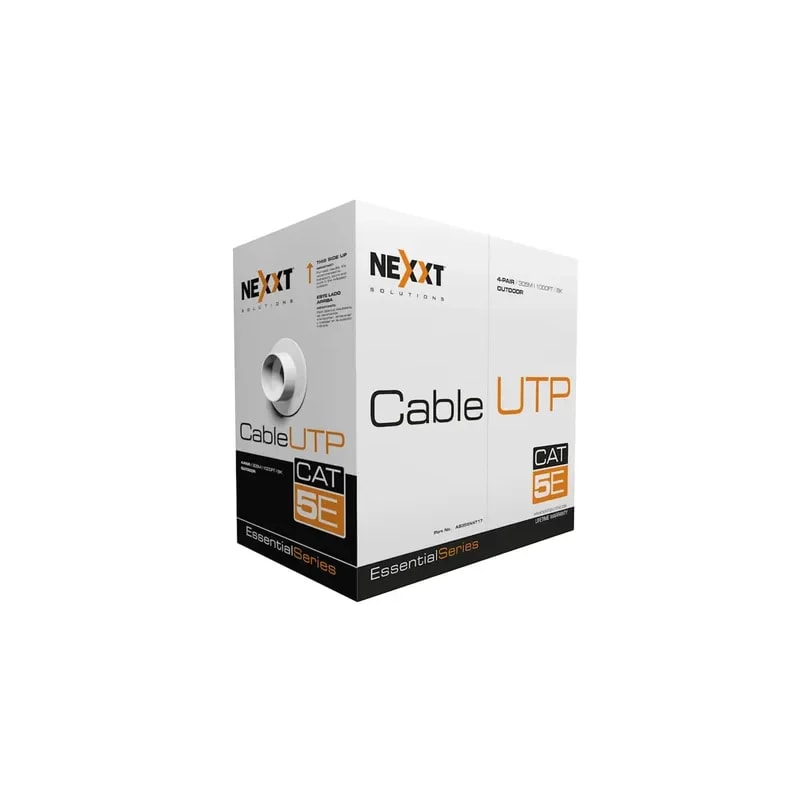 Rollo De Cable Nexxt Essential CAT5E UTP 4P 24AWG CMX Exterior 305M Negro