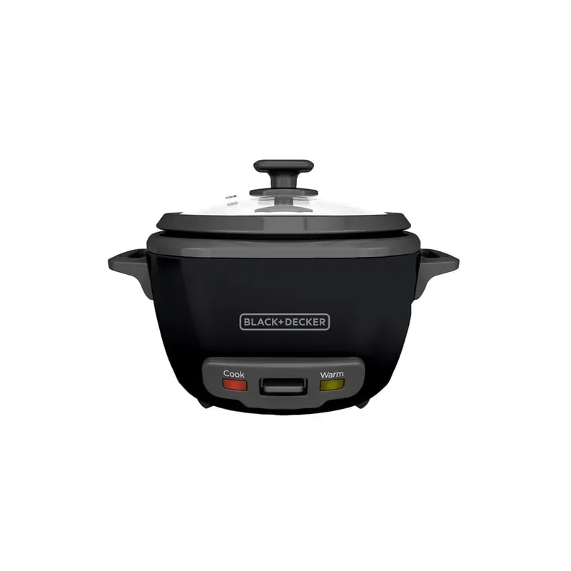 Olla Arrocera Black+decker 14 Tazas Tapa De Vidrio - Vaporera - Negra