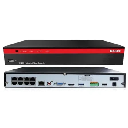 NVR Bolide 8 Canales HDMI RJ45 3 USB Backup 8 Puertos POE