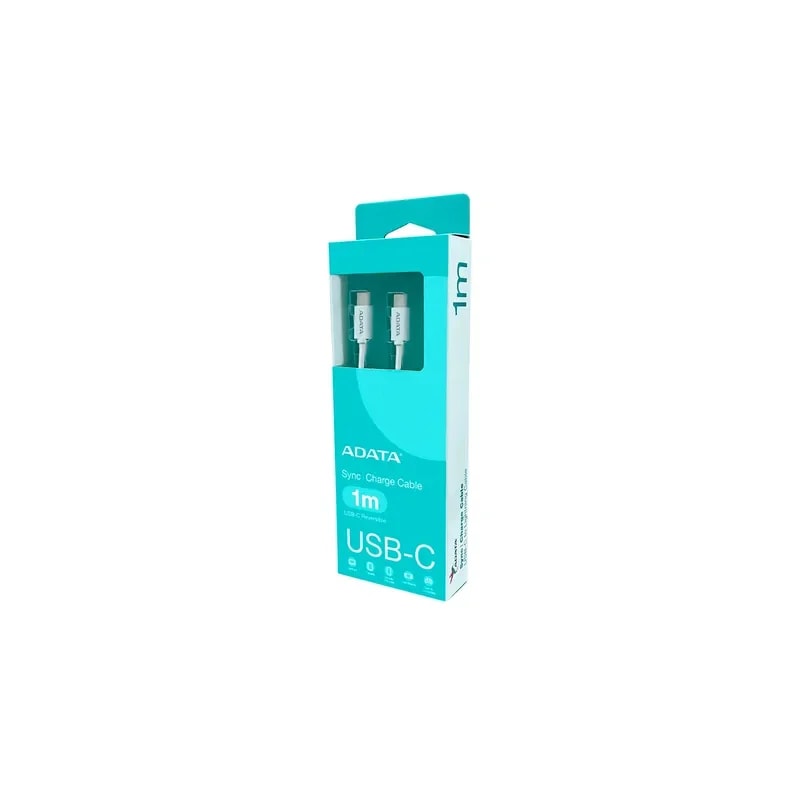 Cable Adata Usb-c a Usb-c 1 Metro Trenzado Carga Rapida 480MBPS 100W - Blanco