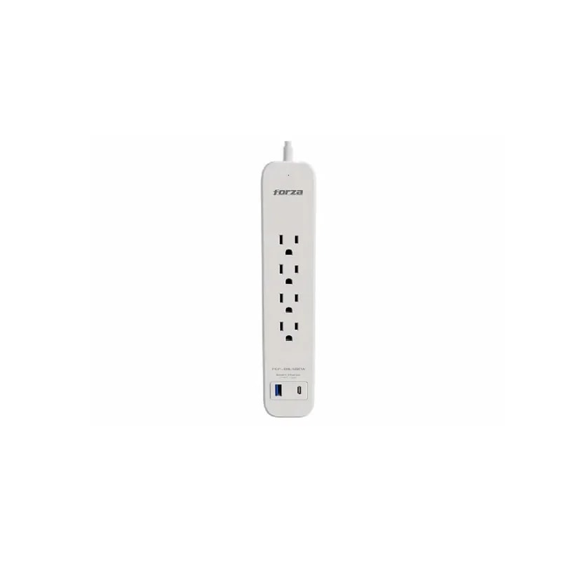 Regleta Forza Protector 1625W / 500J, 4 Tomas - 1 USB A - 1 USB C 120V / 240V