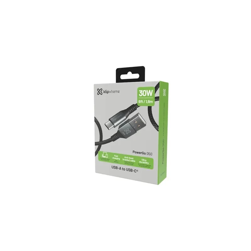 Cable Klip Xtreme Usb-a Macho a Usb-c Macho 6 Pies (1.8m) Carga Rapida 30W 480 Mbps