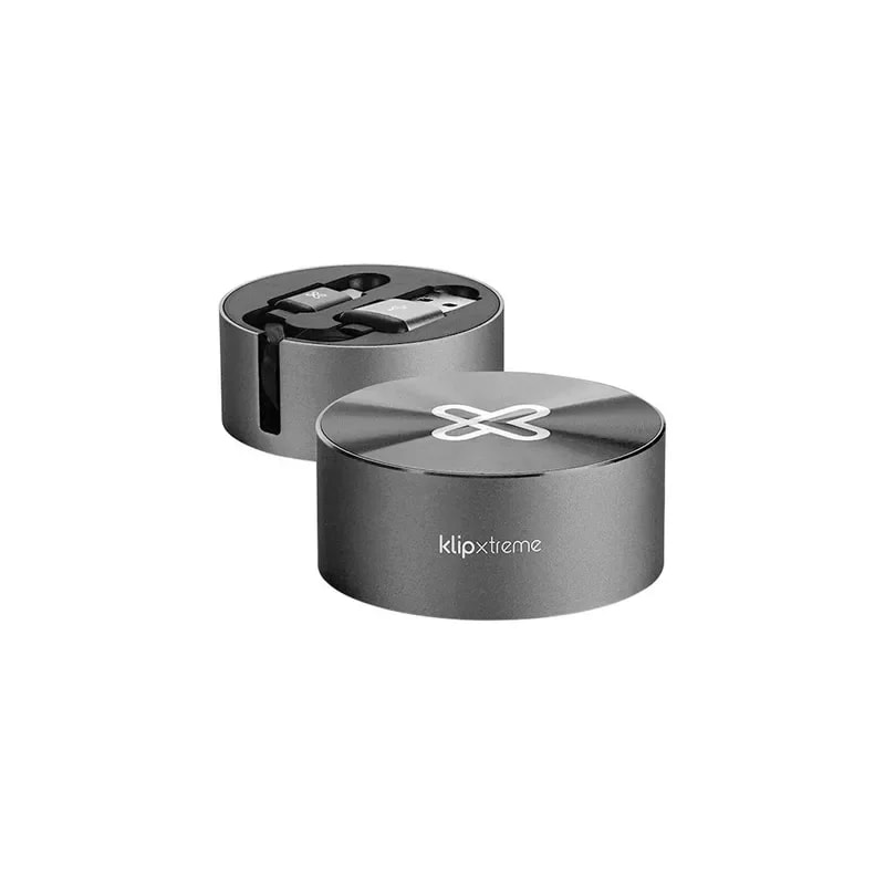 Cable Klip Xtreme Retractil Usb-a a Usb-c - Plano 1M - Carga Rapida - Negro