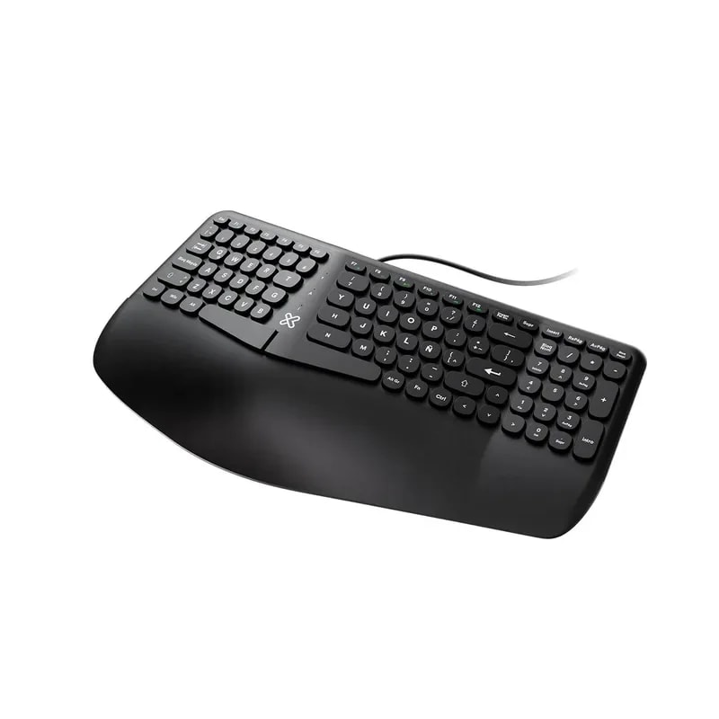 Teclado Klip Xtreme Alambrico Evolve Ergonomico- Reposamanos Acolchado Integrado