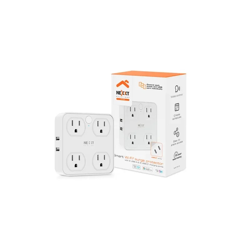 Tomacorriente De Sobretension Nexxt Smart WIFI 4 Tomas - 2 USB A Y 2 USB C
