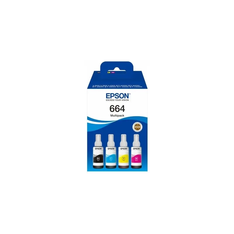 Paquete Pack De Botellas Epson T664 Negra / Cyan / Magenta / Yellow L210