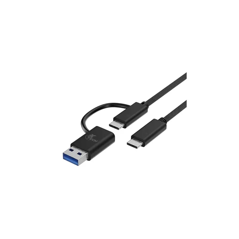 Cable Xtech Usb-c Macho A Usb-c Macho Con Dongle Usb-a 2.0 - 1.8 Metros