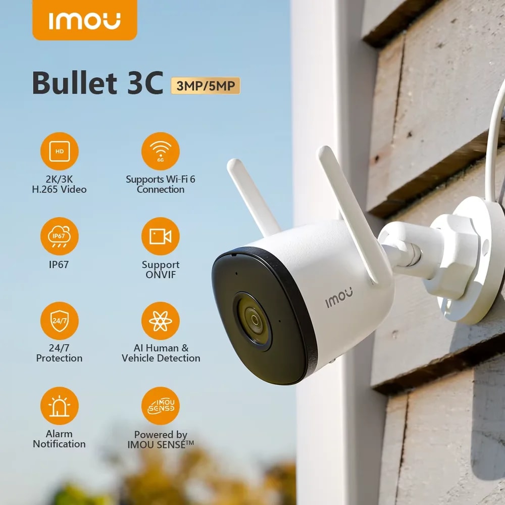 IMOU Bullet 3 POE 5MP ofrece imágenes nítidas, detección inteligente de personas y vehículos