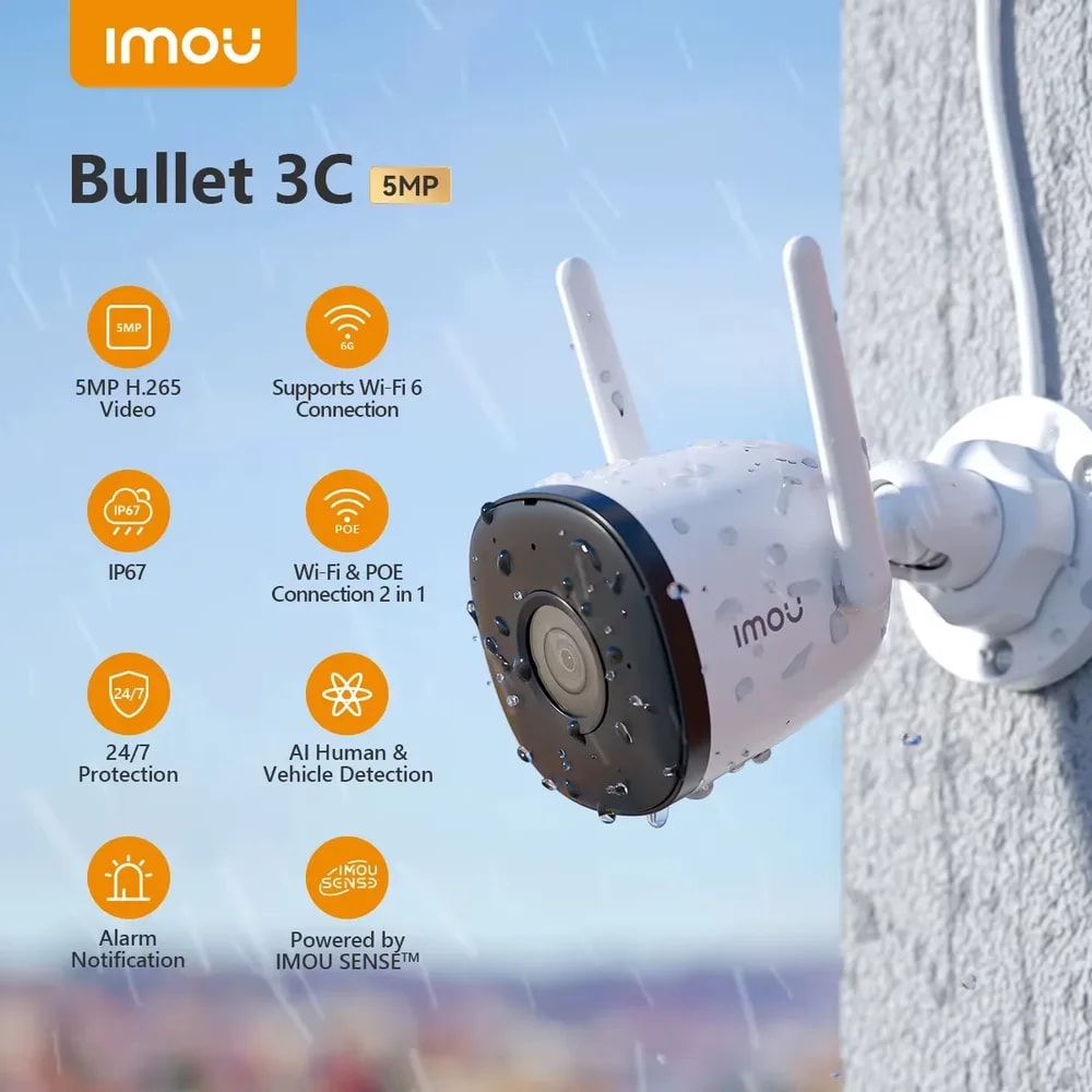 Bullet 3 .IMOU CAMARA IP WIFI + RJ45 TUBO BULLET 3/3MP/2.8MM/H.265/IR 30M/FULL COLOR/MICROFONO +