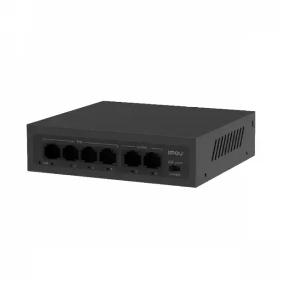 Switch POE De 6 Puertos, Incluye 4 Puertos POE Y 2 Puertos De RED Uplink, Compatible Con Cámaras