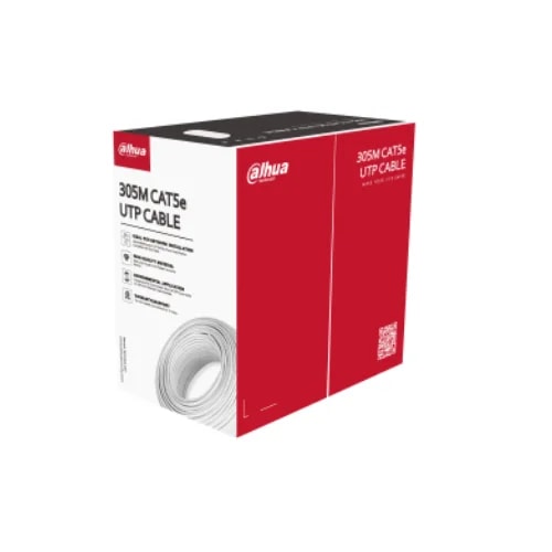 Cable UTP CAT5E Int. Dahua 305M Cobre 100% 24AWG Chaqueta Blanca Gigabit Ethernet DH-PFM920I-5EUN