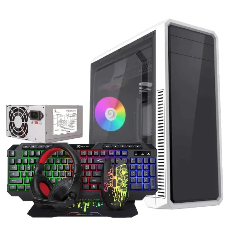 Combo Case GAMEMAX G561E-WH ATX USB 3.0/2.0 Lateral Y Frontal Acrilico + Kit Xtrike Kit 4 En 1