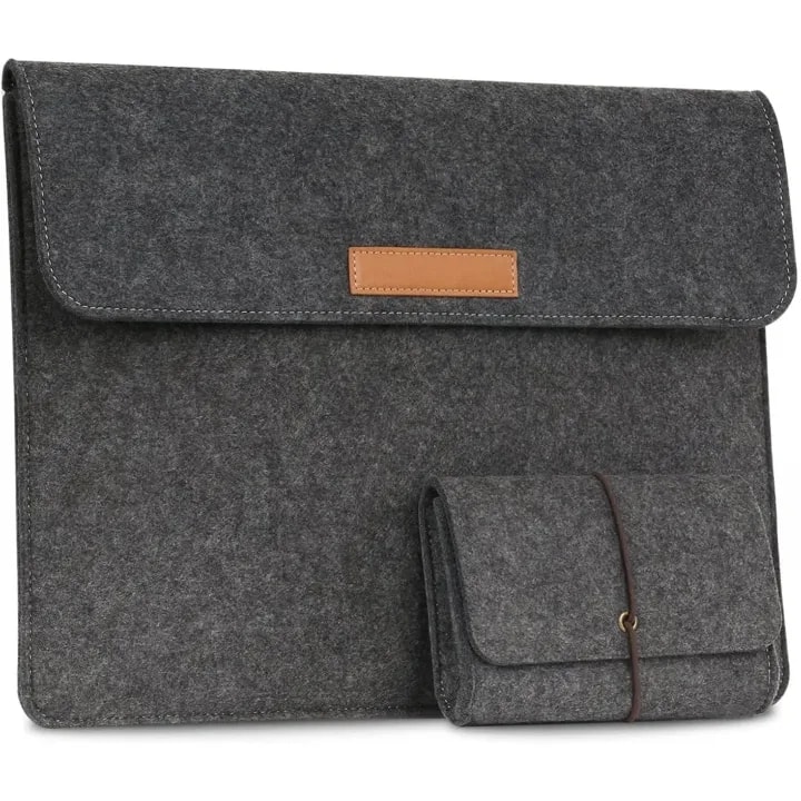 Estuche 14" 2 En 1 (laptop + Cargador) Fieltro Acrilico LS217 Color Gris Oscuro