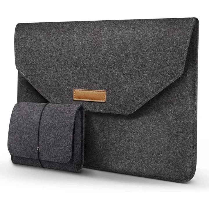 Estuche 15.6" 2 En 1 (laptop + Cargador) Fieltro Acrilico LS217 Color Gris Oscuro