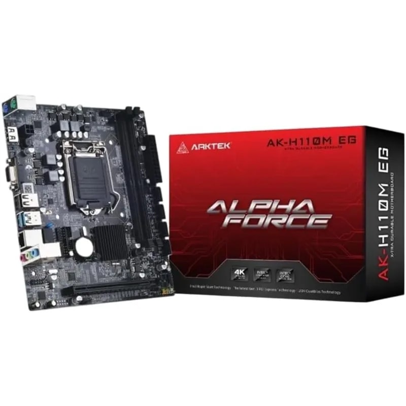 Mainboard Arktek AK-H110M Eg Intel H110 DDR4 LGA1151 6.ª/7.ª/8.ª/9.ª Hdmi/vga 3X Sata, 1XM.2 1*RJ45