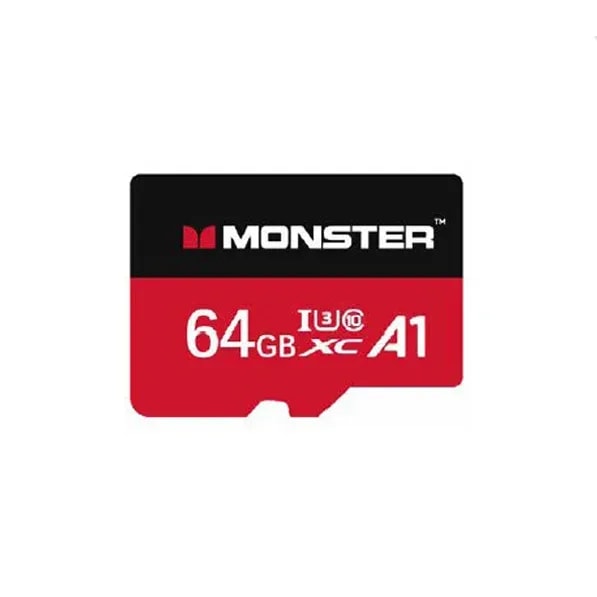 Micro SD 64GB Monster 180MB/S, 130MB/S Clase 10 U3 A1 Video 4K