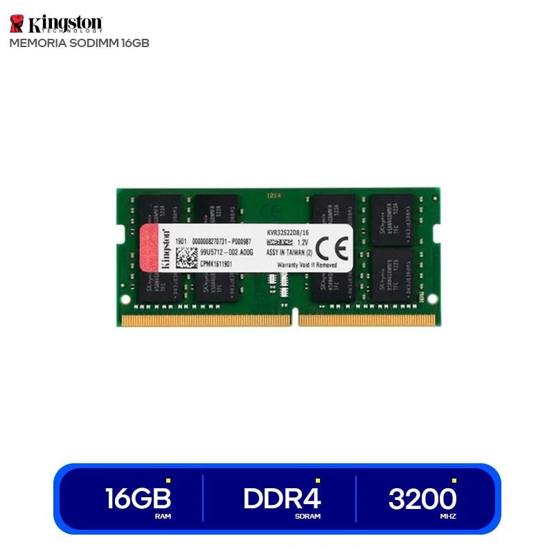 Memoria RAM 16GB DDR4 3200MHZ Kingston Sodimm KVR32S22D8 / 16