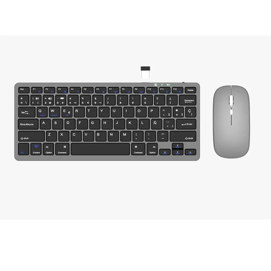 Kit 2 En 1 ENV Tecl. + Mouse Axis MK-25 SP Recargable 78 Teclas 3BOT Dpi 1600 2,4 Ghz + BT