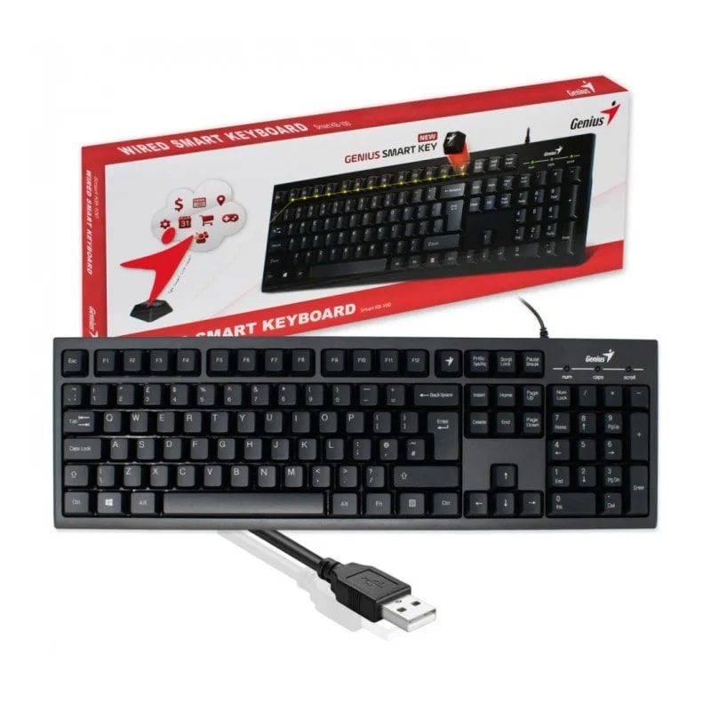 Teclado Genius Smart KB-100 SP BK USB Teclas Funcion Personalizables
