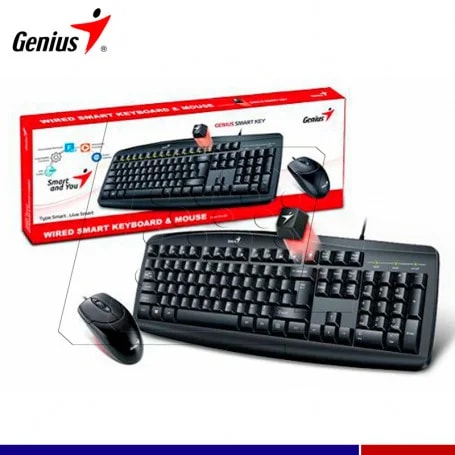 KIT Genius Tecl. Y Mouse KM-200 SP 12 Tec. Funcion, DPI 1000 USB 2.0 Negro