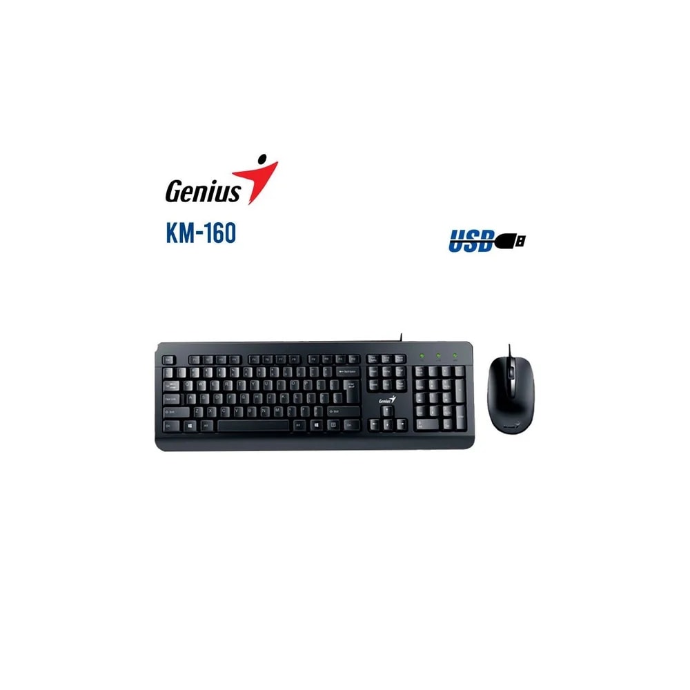 KIT Genius Tecl. Y Mouse KM-160 SP BK AI Copilot 12 Teclas FN / DPI 1200
