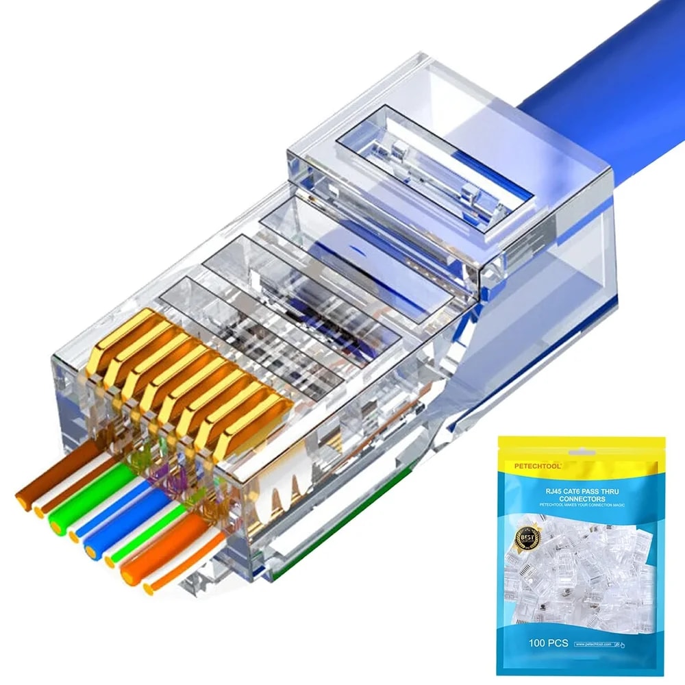 Conector RJ45 CAT6 (funda 10 uniades) Termoplasticos 8 Contactos Bronce