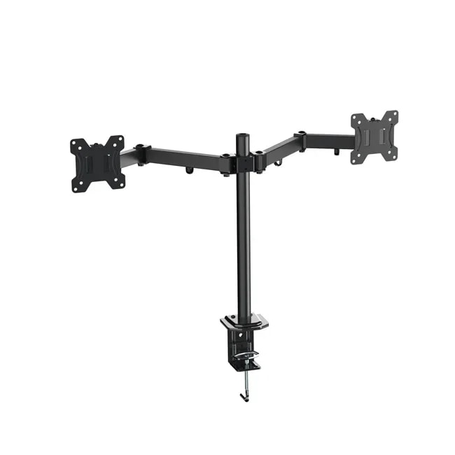 Soporte 2 Monitores M052 13" A 32" 8KG Por Brazo, Montaje En Escritorio, Abrazadera Tipo-c Negro