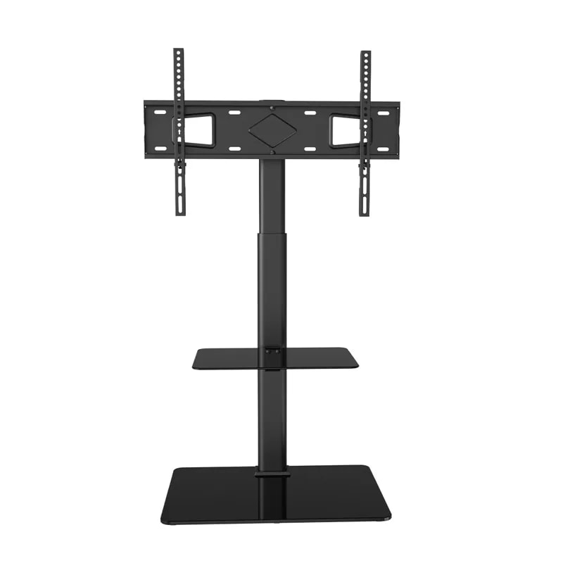 Soporte TV De Piso PCT03 TV 32" - 70" Negro Max. 40KG, Base De Vidrio Templado, Ajuste De Altura