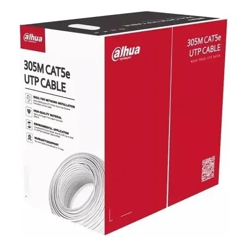 Cable UTP CAT6 Ext. Dahua 305M Cobre 100% 24AWG Negro Gigabit Retardante Fuego DH-PFM920-6UN