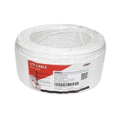 Cable UTP CAT5E Int. Dahua 100M Cobre 100% 23AWG Chaqueta Blanca Gigabit Ethernet DH-PFM920C-A1