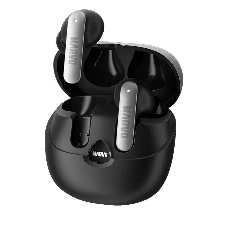 Audífonos Marvo AI Pro TS6389 Black BT 5.4 Enc Noise Bat. 500MAH Carga 1.5H, Uso 6H Usb-c Chat Gpt