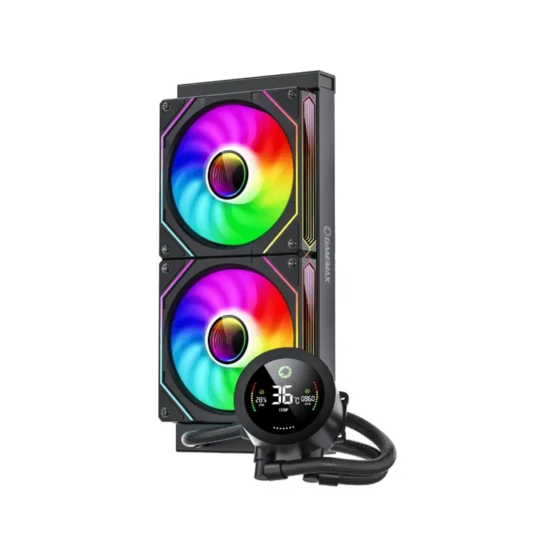 Refrigeracion Liquida GAMEMAX Iceburg 240 Digital BK ARGB Fan 2*12CM, Digital Display To